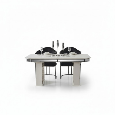 Beige eettafel Design tafels Luxe tafel uitschuifbaar meubels Eetkamer meubels