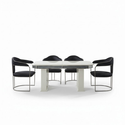 Compleet set eettafel 4x stoelen eetkamerset eetgroep houten tafel tafels 5-delig