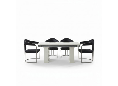 Compleet set eettafel 4x stoelen eetkamerset eetgroep houten tafel tafels 5-delig