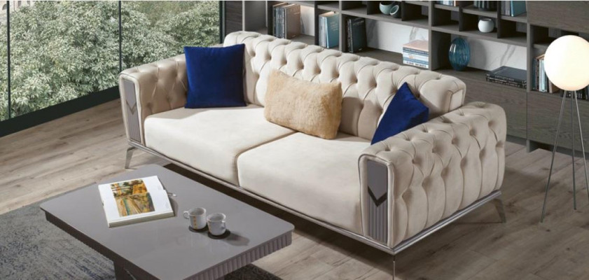 Sofa set bankstel meubels 3+3+1 salontafel 4-delig meubilair