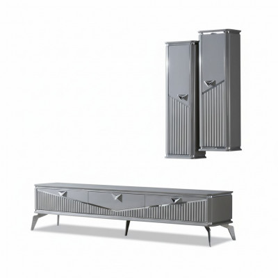 rtv Sideboard tv Ständer Fernseher Wand Wohnwand Lowboard Grau Hochglanz  rtv Sideboard tv stand televisie muur woonkamer lowboard grijs hoogglans