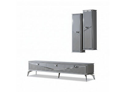 rtv Sideboard tv Ständer Fernseher Wand Wohnwand Lowboard Grau Hochglanz  rtv Sideboard tv stand televisie muur woonkamer lowboard grijs hoogglans