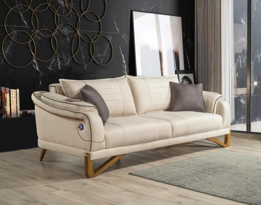 Sofaset Beige met houten frame 3+1 zits bankstellen meubels