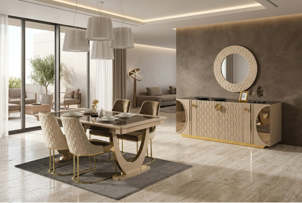 Een prachtige set voor een eetkamer in moderne stijl.