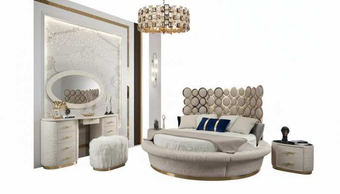 Rond bed Rond design Bedden Leren Dubbel Luxe Hotel Frame Slaapkamer