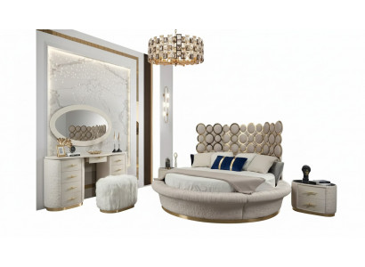 Rond bed Rond design Bedden Leren Dubbel Luxe Hotel Frame Slaapkamer