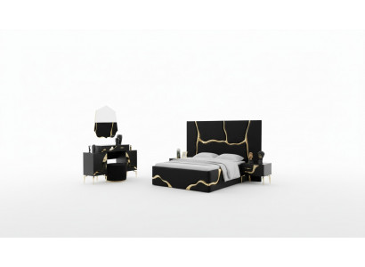 Luxe slaapkamer meubels bed met gouden slangenpatroon bedden 200x200