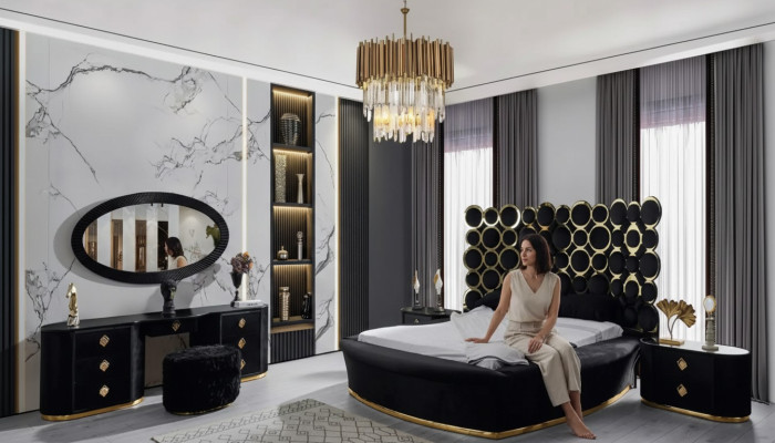 Volledige slaapkamerset Luxe bed 2x nachtkastjes kaptafel spiegel 5-delig.