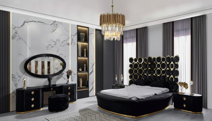 Volledige slaapkamerset Luxe bed 2x nachtkastjes kaptafel spiegel 5-delig.