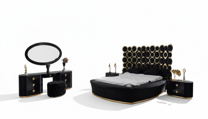 Volledige slaapkamerset Luxe bed 2x nachtkastjes kaptafel spiegel 5-delig.