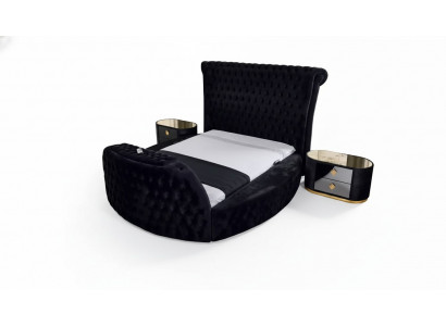 Bed zwart Chesterfield modern hotelbed tweepersoonsbed modern gestoffeerd bed