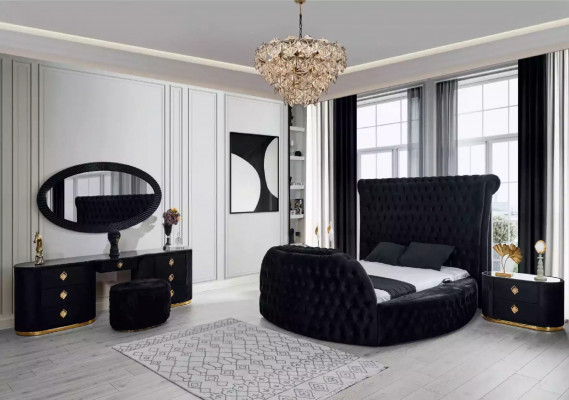 Moderne Chesterfield-bed in luxueuze zwarte kleur