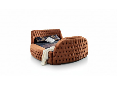 Chesterfield Bed Upholstered Design Luxury Beds Hotel Brown with TV Screen