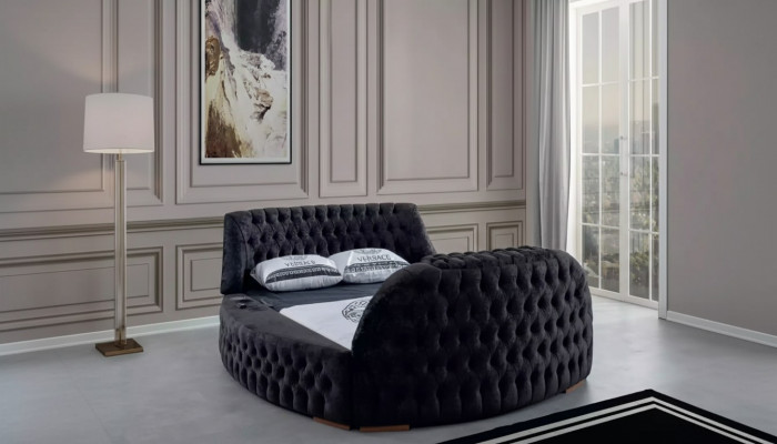 Zwart Chesterfield-bedontwerp gestoffeerde meubels Hotel Luxe Bedden Lift Media