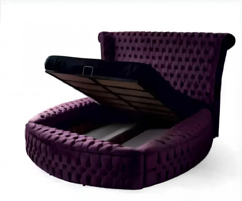 Rond Chesterfield bed Paars Bedden Meubels Fluweel Stof Hotel Inrichting Tweepersoons