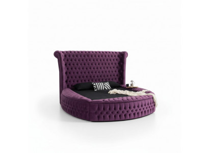 Rond Chesterfield bed Paars Bedden Meubels Fluweel Stof Hotel Inrichting Tweepersoons