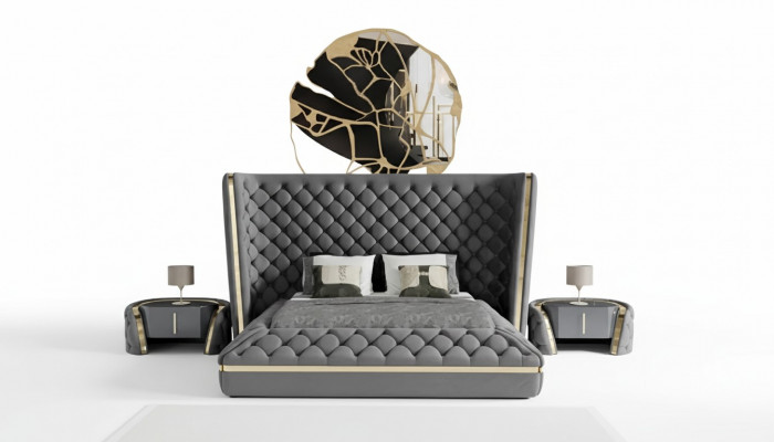 Luxe slaapkamer bed gestoffeerd ontwerp Luxe tweepersoons hotelbedden Chesterfield.