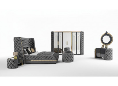 Chesterfield slaapkamer set bed 2x nachtkastjes kaptafel kast 5-delig