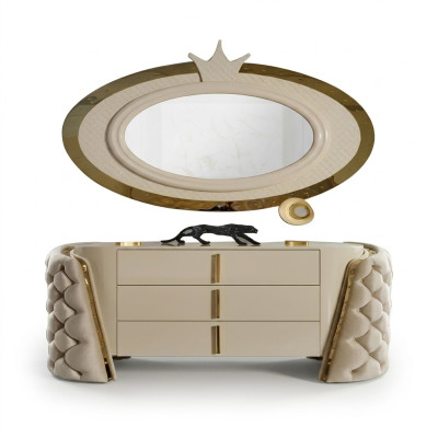 Make-up tafel Spiegel Luxe console dressoir Slaapkamer Hout Modern design