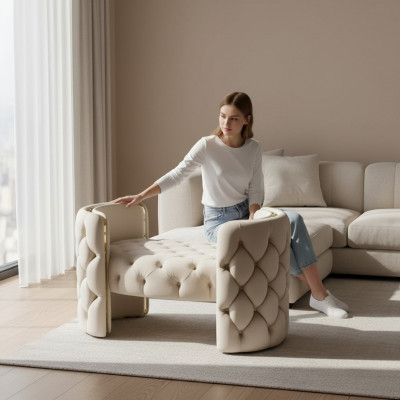 Moderne kruk gestoffeerde meubels woonkamer Wit design Ottomaans Nieuw