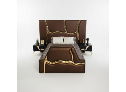 Slaapkamer bed 2x nachtkastjes luxe beddenset compleet design meubels 3-delig.