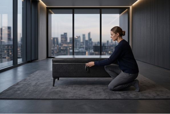 Gepolsterde kruk voetenbank bijzettafel poef chaise longue bank
