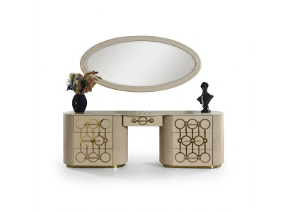 Designer set van kaptafel en spiegel voor de slaapkamer in moderne stijl.