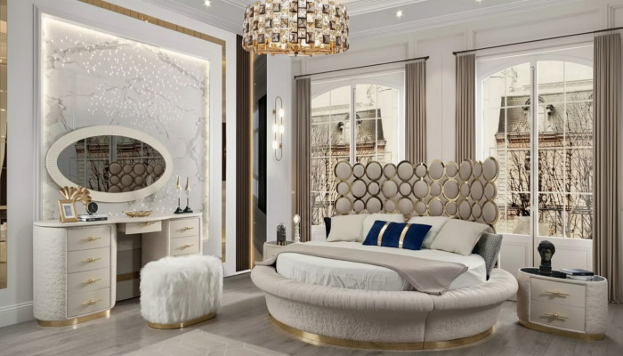 Moderne slaapkamer set Bed + 2x Nachtkastjes + Kaptafel + Spiegel 5-delig