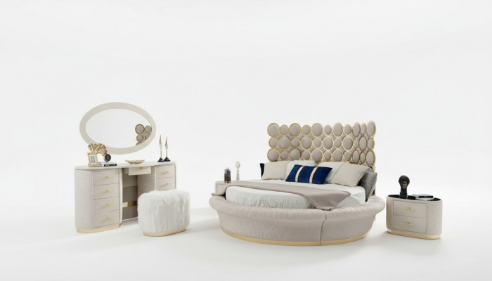 Moderne slaapkamer set Bed + 2x Nachtkastjes + Kaptafel + Spiegel 5-delig
