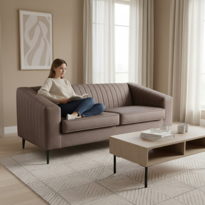 Bankstel 2-zits Bruin Banken Zitkamer Modern Ontwerp Bekleding Stof Elegant