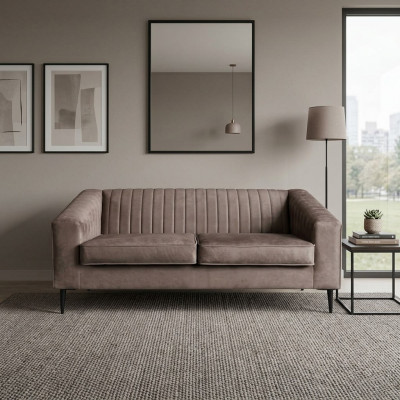 Bankstel 2-zits Bruin Banken Zitkamer Modern Ontwerp Bekleding Stof Elegant