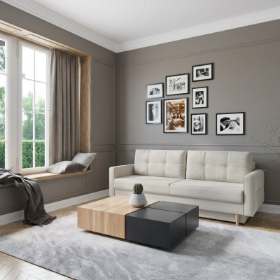 Bank 3-zits Wit Bankstellen Zitkamer Modern Design Beklede Stof Luxe Nieuw