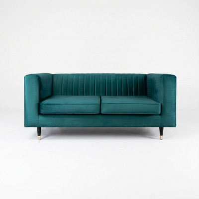 Bankstel 2-zits Groen Elegant Modern Luxe Design Houten Meubels Bekleding Stof Nieuw