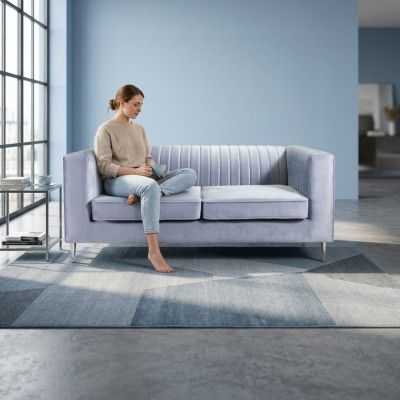 Bankstel 2-zits Grijs Elegant Modern Luxe Design Houten Meubels Beklede Stof Nieuw