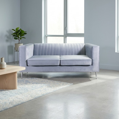 Bankstel 2-zits Grijs Elegant Modern Luxe Design Houten Meubels Beklede Stof Nieuw