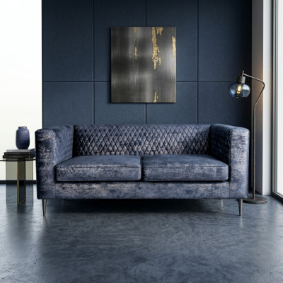 Sofa 2 zits Blauw Elegant Modern Luxe Design Houten Meubels Bekledingsstof Nieuw