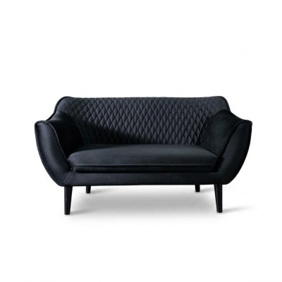 Sofa 2-zits Zwart Modern Woonkamer Luxe Ontwerp Houten Meubelen Bekleding Stof