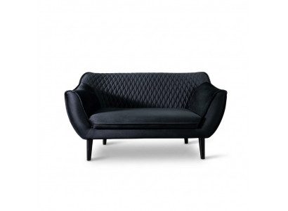 Sofa 2-zits Zwart Modern Woonkamer Luxe Ontwerp Houten Meubelen Bekleding Stof