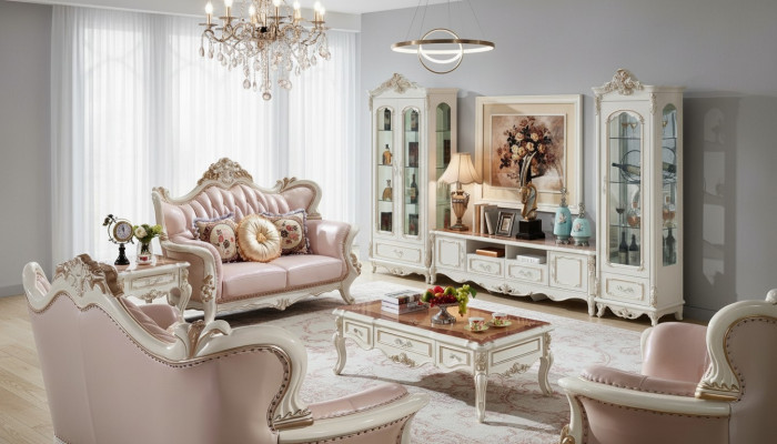 Vitrine Wit Luxe Woonkamer Meubels Hout Glas Ontwerp Elegant Klassiek