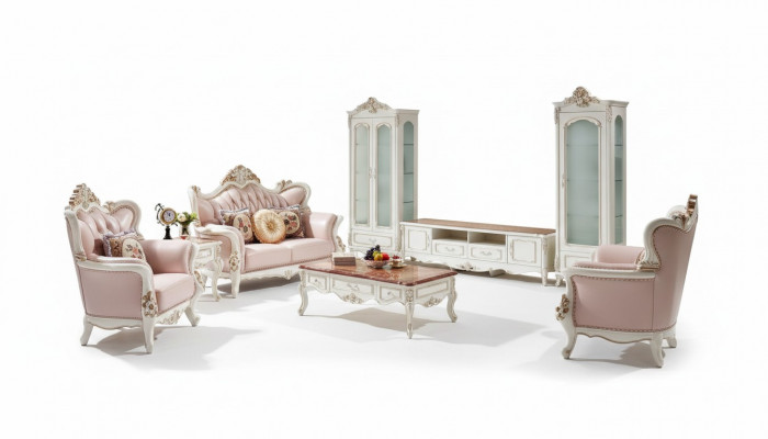 Vitrine Wit Luxe Woonkamer Meubels Hout Glas Ontwerp Elegant Klassiek
