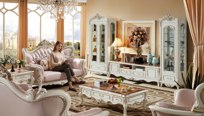 Vitrine Wit Luxe Woonkamer Meubels Hout Ontwerp Glazen Kast Vitrine Klassiek