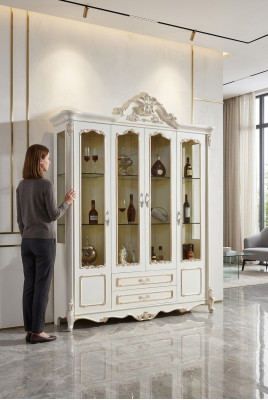 Antieke stijl kast Barok glazen kast kasten meubels hout vitrine