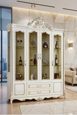 Antieke stijl kast Barok glazen kast kasten meubels hout vitrine