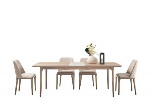 Luxe design gestoffeerde stoel stoelen zit eetkamer hout textiel fauteuil massief hout