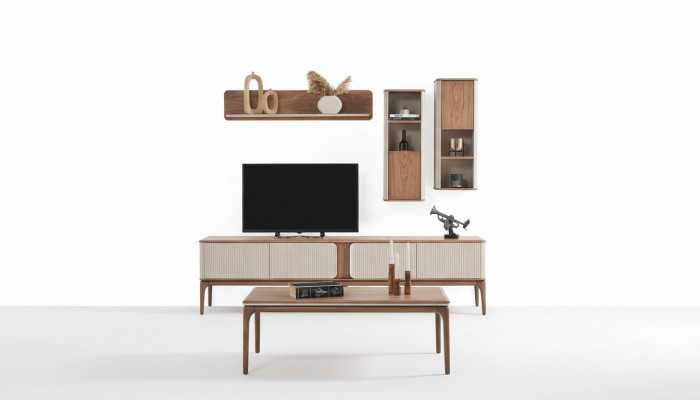Sideboard tv Lowboard Kast Salontafel Woonkamer Modern Beige Hout