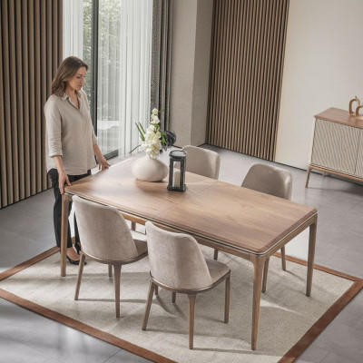 Compleet set eettafel 4 stoelen eetkamer set eetgroep houten tafel tafels 5-delig