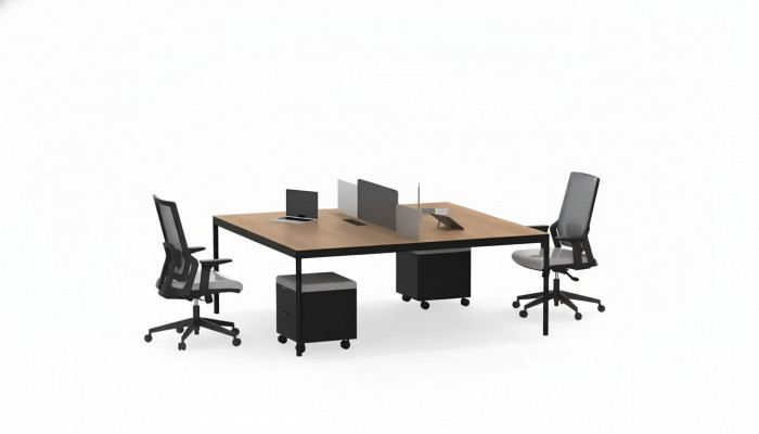 Modulaire kantoormeubelen, bureaus, luxe inrichting, houten meubels, nieuw.