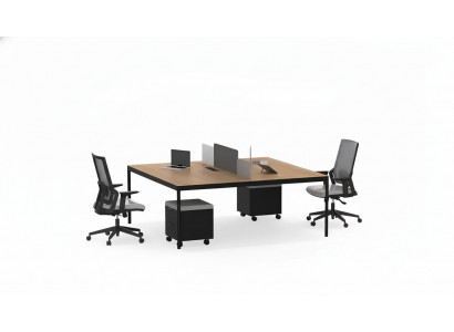 Modulaire kantoormeubelen, bureaus, luxe inrichting, houten meubels, nieuw.