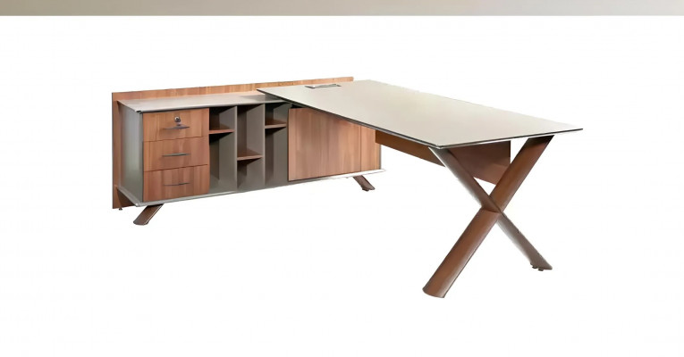 Houten meubels, werktafel, hoekbureau, kantoormeubelen, dressoir, salontafel, modern.