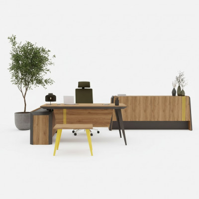 Hoekbureau salontafel dressoir kantoormeubilair ontwerp werkkamer